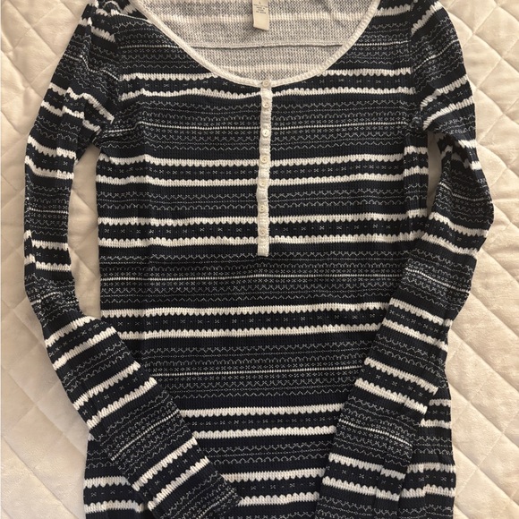 Lucky Brand Tops - Lucky Brand Black and White Striped Long Sleeve Tee